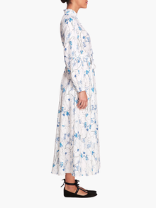 Fiorella Sateen Maxi Shirtdress | Ivory Blue