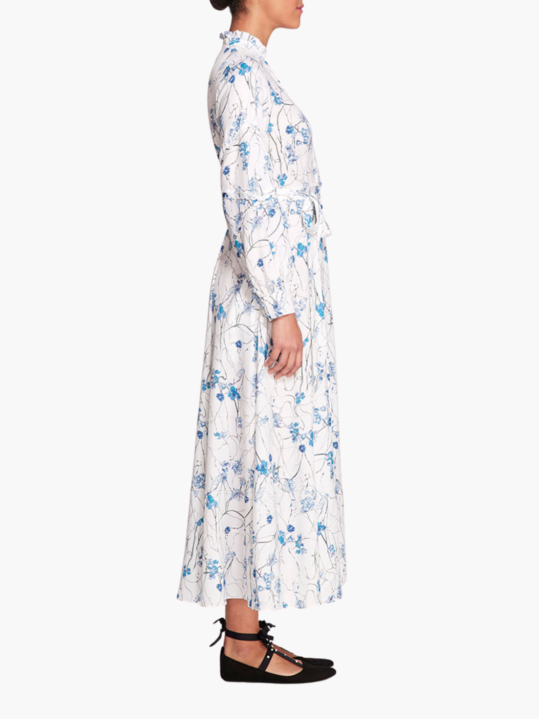 Fiorella Sateen Maxi Shirtdress | Ivory Blue