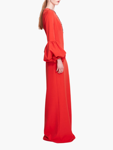 Puffed Sleeve Column Gown | Scarlet