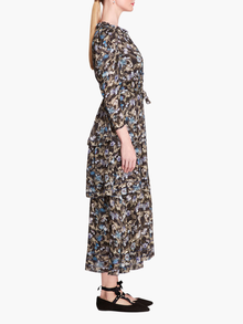 Juniper 3-Tier Embroidered Maxi Dress | Black Blue