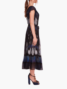 Abstract Viscose Midi Dress | Blue Multi