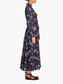 Fiorella Sateen Maxi Shirtdress | Black Blue