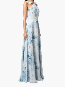 Pavia Printed Gown | Dusty Blue