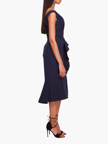 Taffeta Trumpet Midi Dress | Midnight