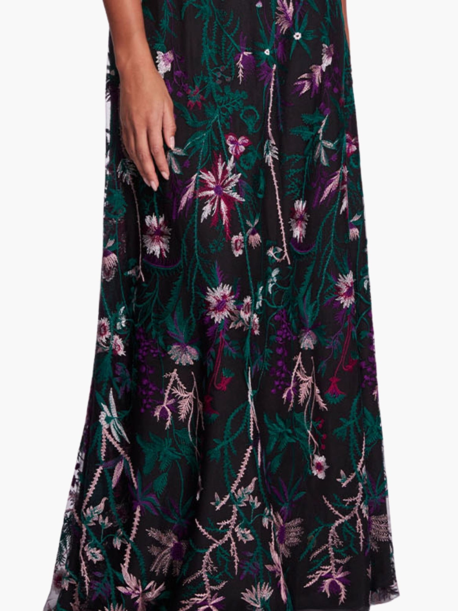 Keyhole Back Floral Gown | Black