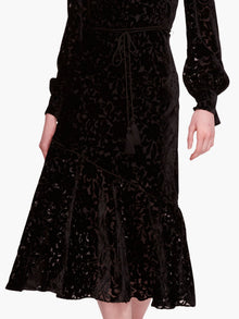 Velvet Burnout Midi Dress | Black