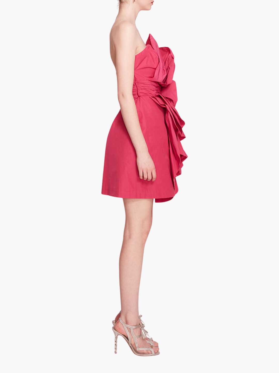 Rosette Taffeta Mini Dress | Fuchsia