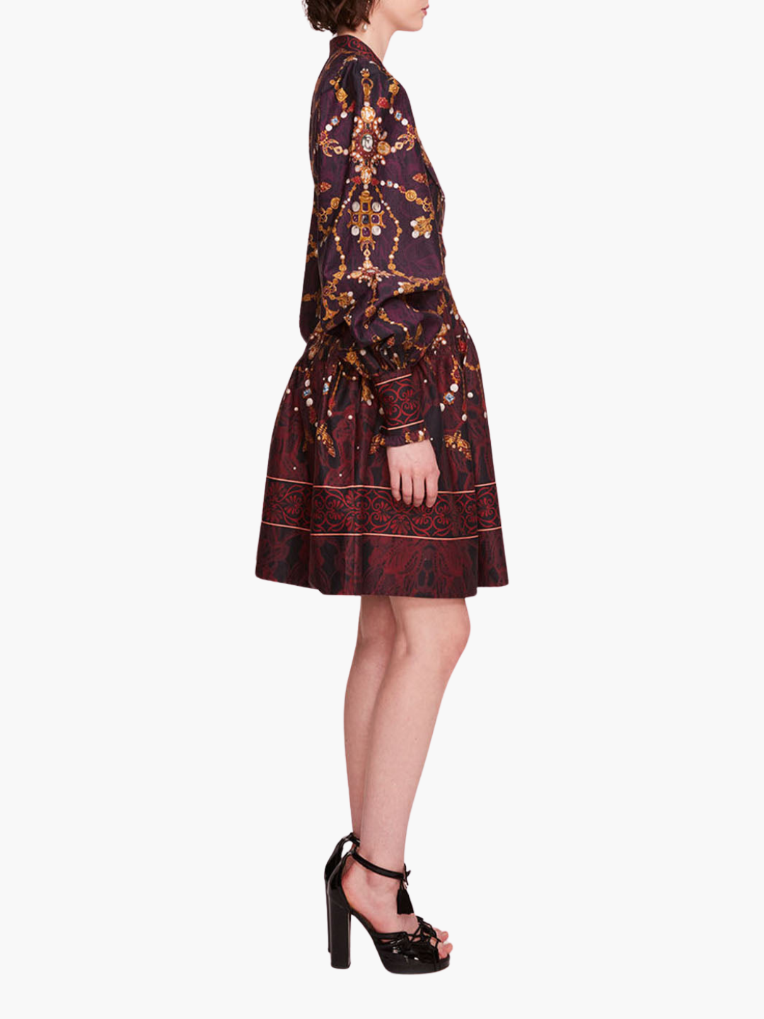 Printed Poplin Mini Dress | Black Multi