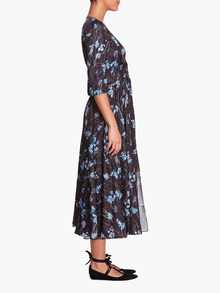 Carnation Sateen Midi Dress | Black Blue