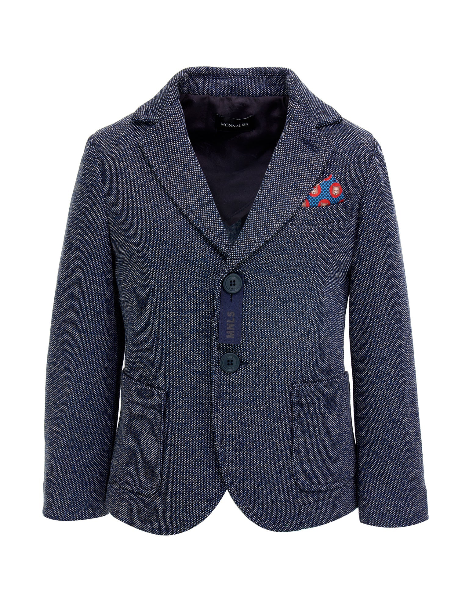 Boys | Knitted Jacket With Pocket Square | Blue/Cream