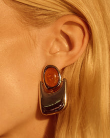 The Amber Honey Resin Statement Earrings | Gold