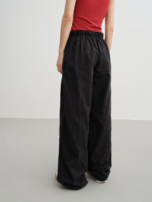 Technical Brushed Nylon Straight-Leg Wide-Leg Pants | Black