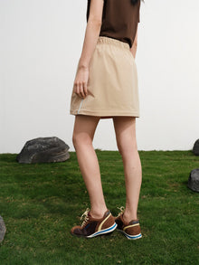 Straight-Cut Elastic Waist Sports Skirt | Khaki