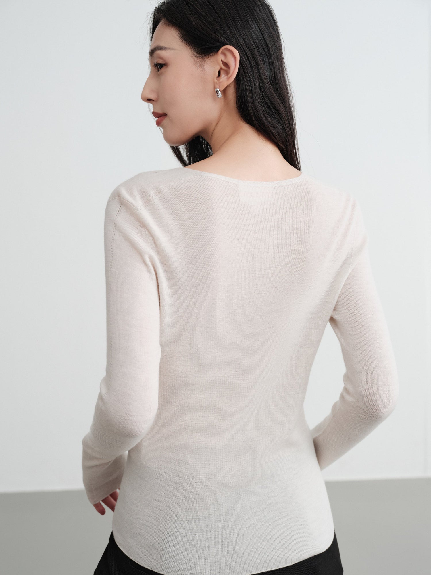 Machine Washable Wool Seamless Base Layer Top | White