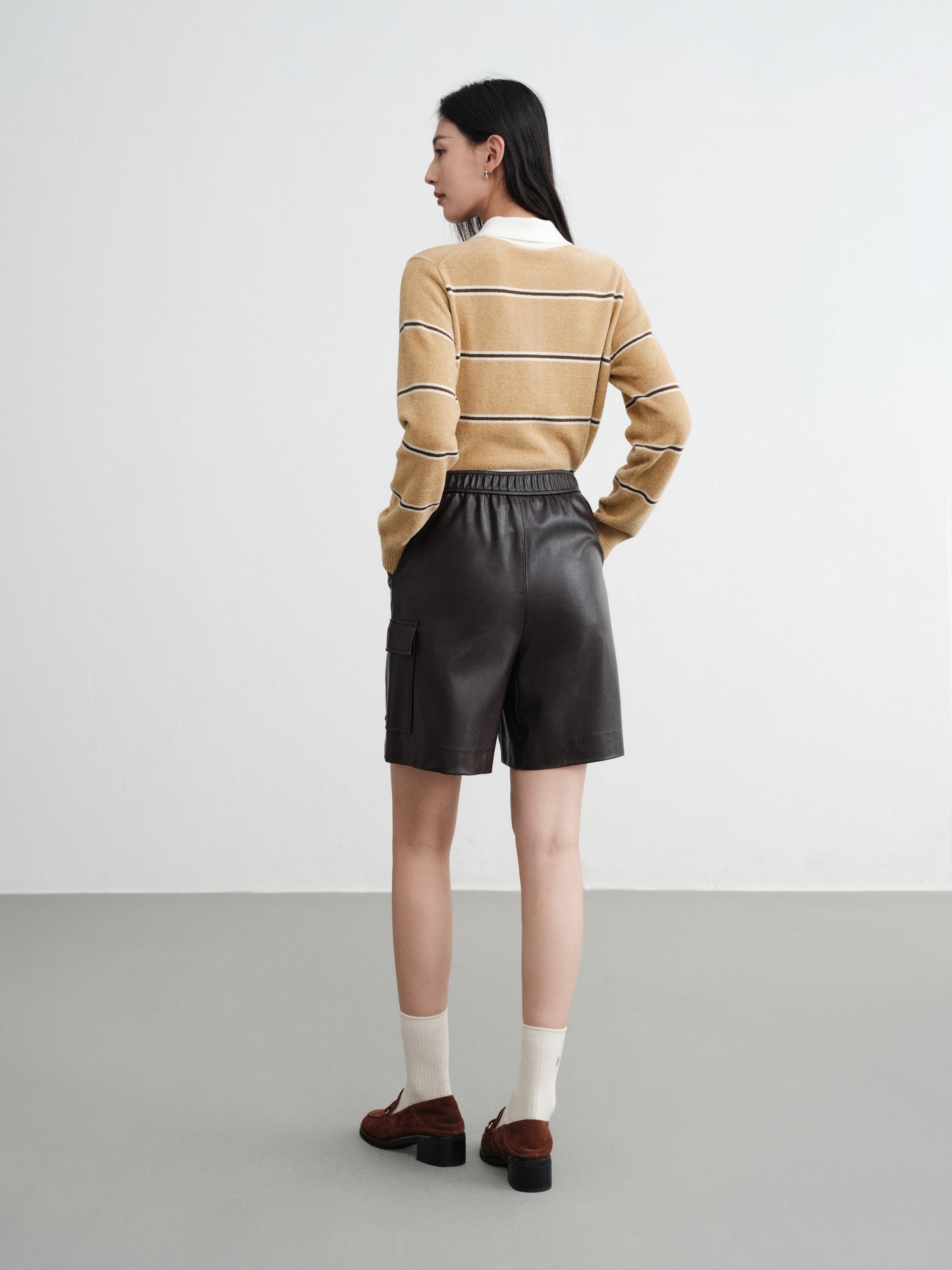 Fine Faux Leather Shorts | Brown