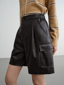 Fine Faux Leather Shorts | Brown