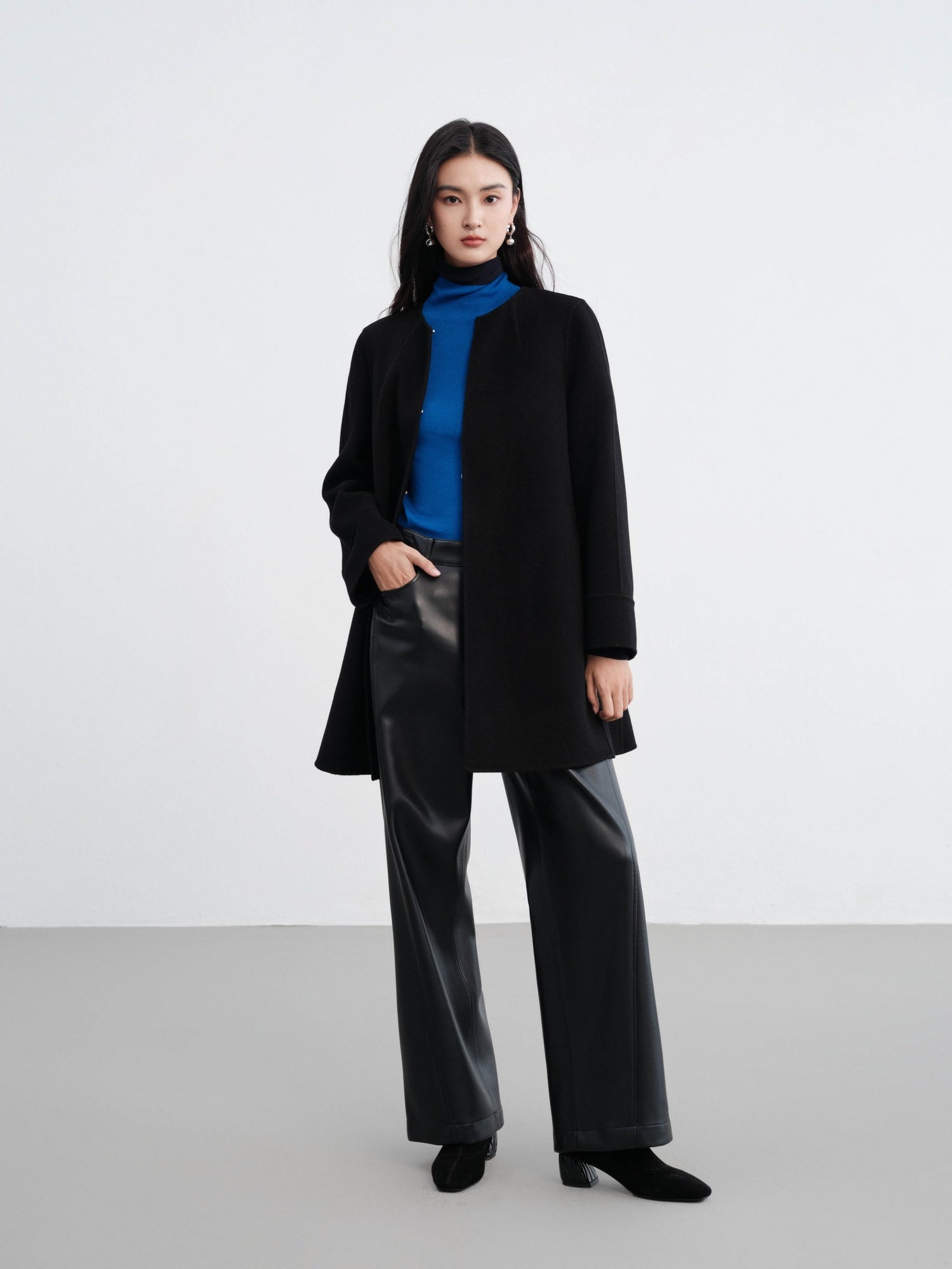 Wool Woolen Jacket | Black