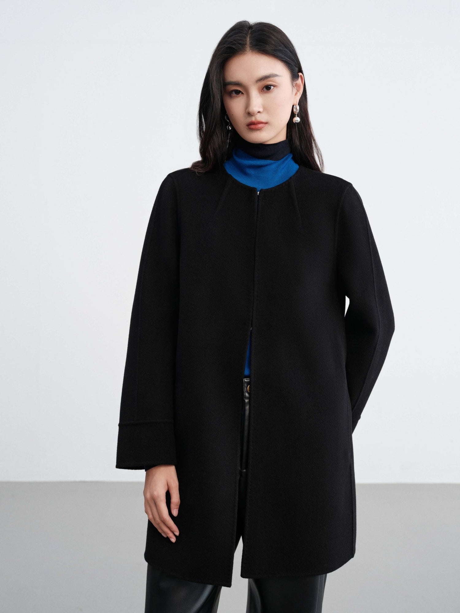 Wool Woolen Jacket | Black