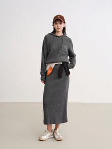 Metallic Thread Cashmere Hoodie | Grey