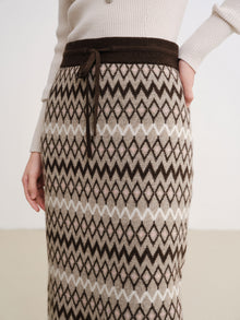 Jacquard Straight-Leg Skirt | Brown