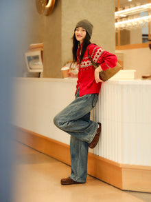 Wool Yak Wool Sweater | Red