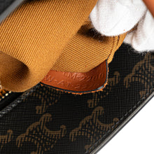 Celine | Pre-Owned Small Paris Print Triomphe Coated Canvas Vertical Cabas Tote | Brown/Dark Brown