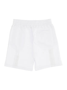 Boys | Cotton Fleece Bermudas W/Bands | White/Blue
