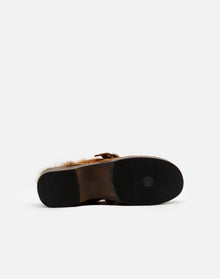 Womens | 70s Shearling Clog | Cognac Suede and Shearling
