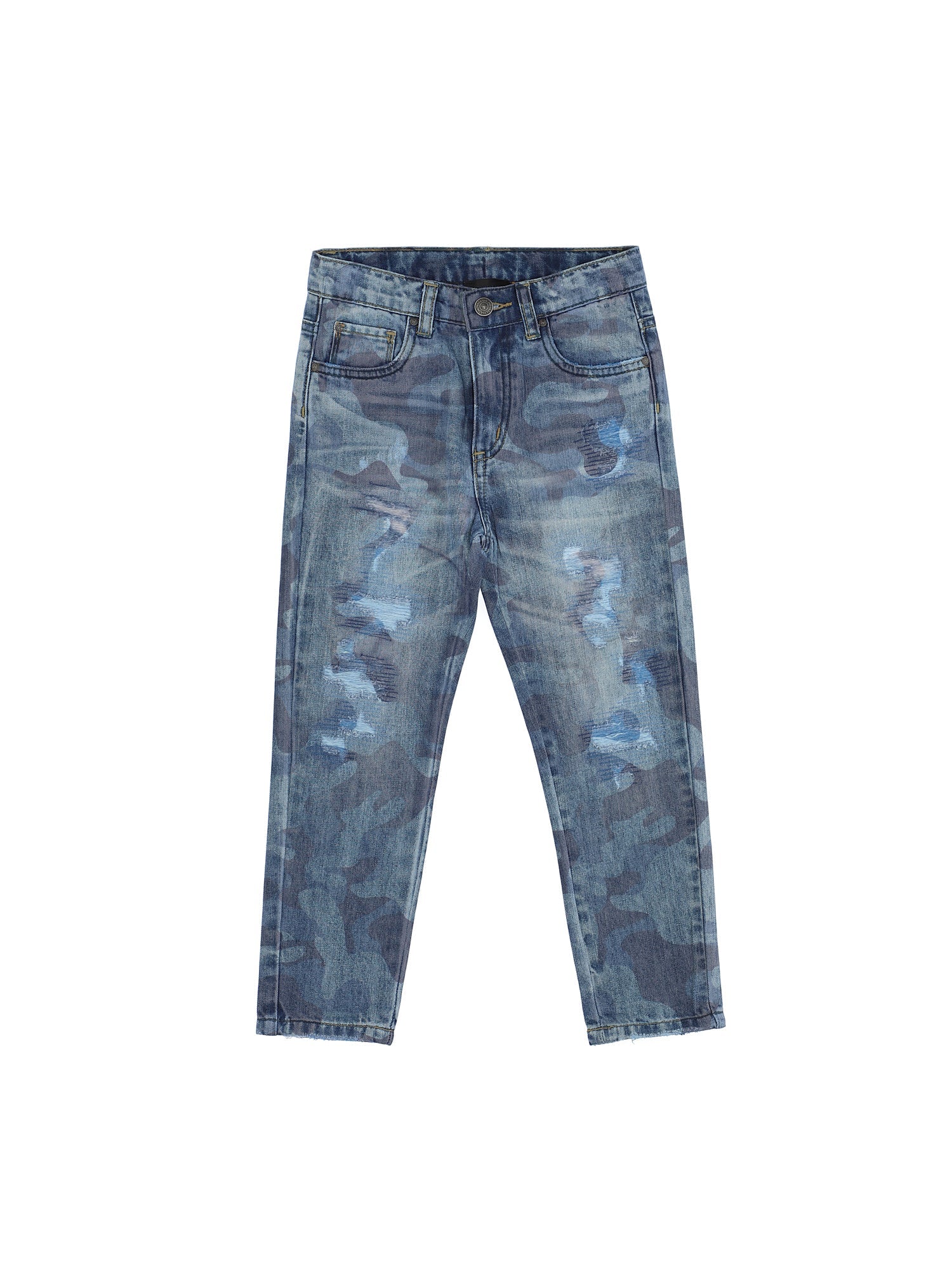 Boys | Camouflage Five-Pocket Jeans | Stone Denim Blue