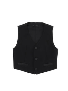Boys | Classic Waistcoat With Satin Details | Black