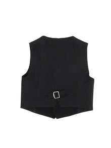 Boys | Classic Waistcoat With Satin Details | Black