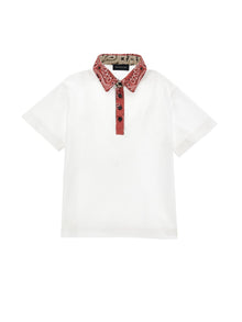 Boys | Paisley Piqué T-Shirt | White/Red