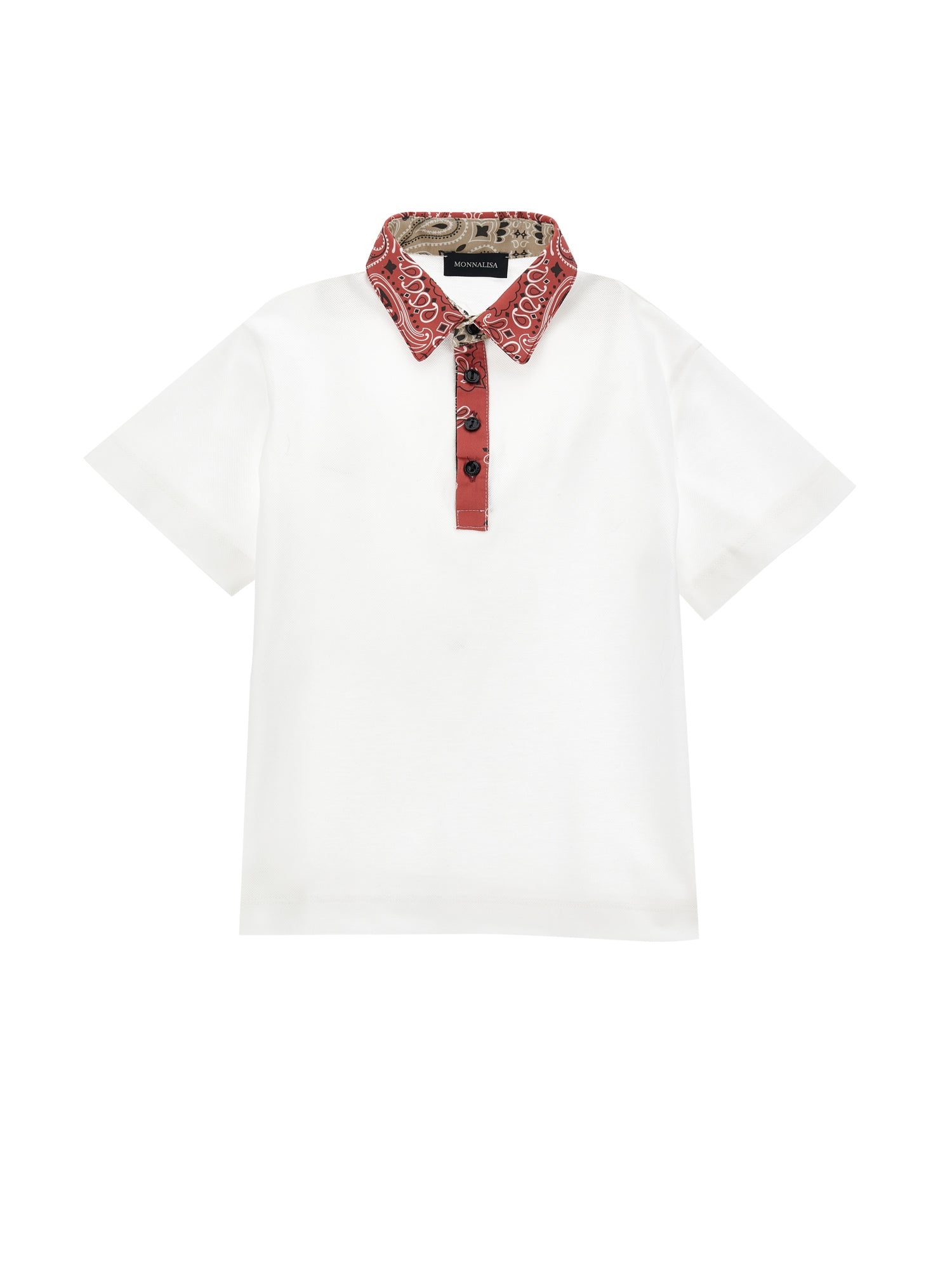 Boys | Paisley Piqué T-Shirt | White/Red
