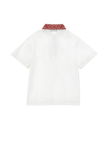 Boys | Paisley Piqué T-Shirt | White/Red