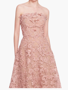 Strapless Corded Midi Dress | Blush