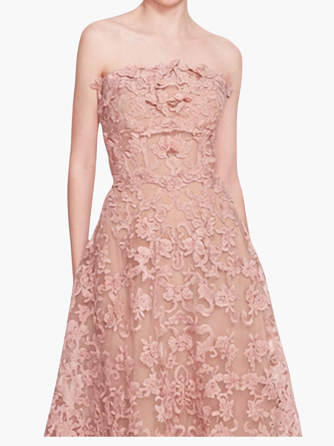 Strapless Corded Midi Dress | Blush