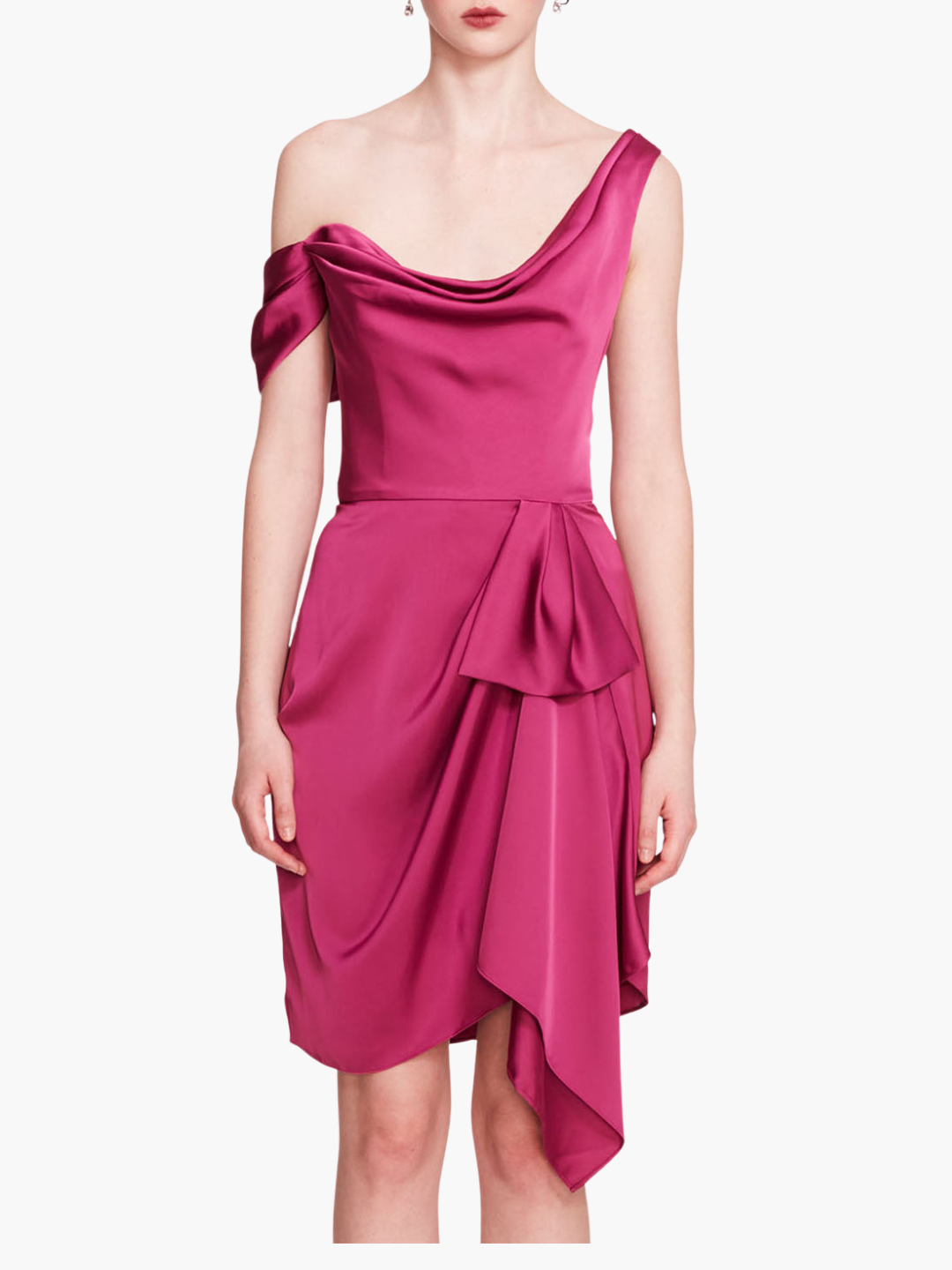 Asymmetrical Satin Mini Dress | Moody Orchid