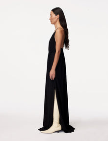 Another Tomorrow Gathered Gown in Black – Viscose Women's Dress
