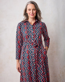 Kaleidoscope Diamond - Monaco Dress - Navy/Red - Printfresh