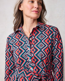 Kaleidoscope Diamond - Monaco Dress - Navy/Red - Printfresh