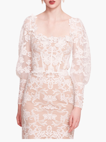 Long Sleeve Corded Midi Dress | Ivory