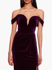 Velvet Plunging Gown | Eggplant