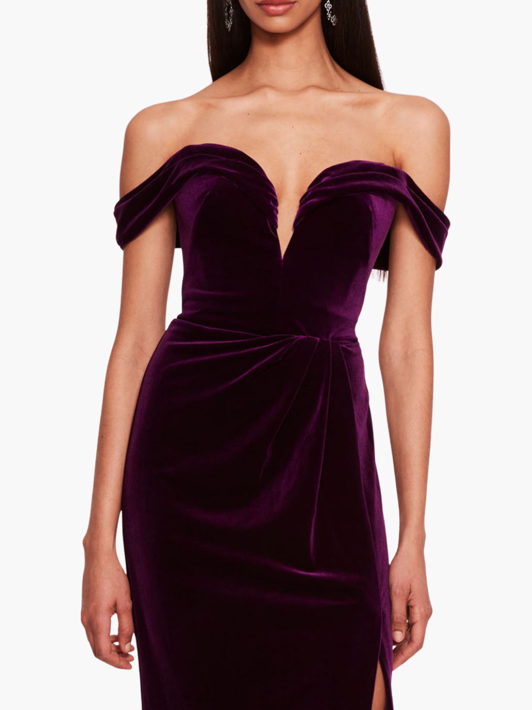 Velvet Plunging Gown | Eggplant