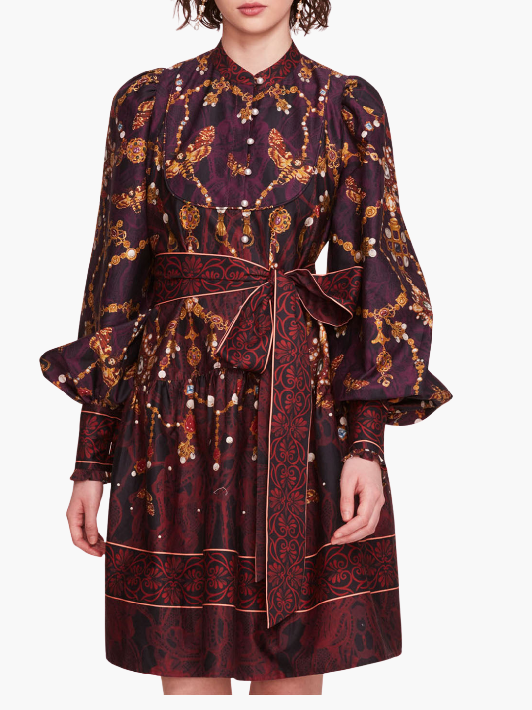 Printed Poplin Mini Dress | Black Multi