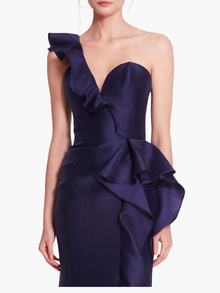 Silk Mikado Gown | Navy