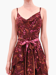 Belted Viscose Handkerchief Dress | Fuchsia Multi