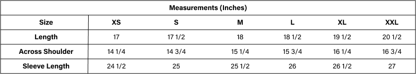Product size guide