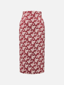 Jacquard Midi pencil Skirt | Red