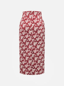 Jacquard Midi pencil Skirt | Red