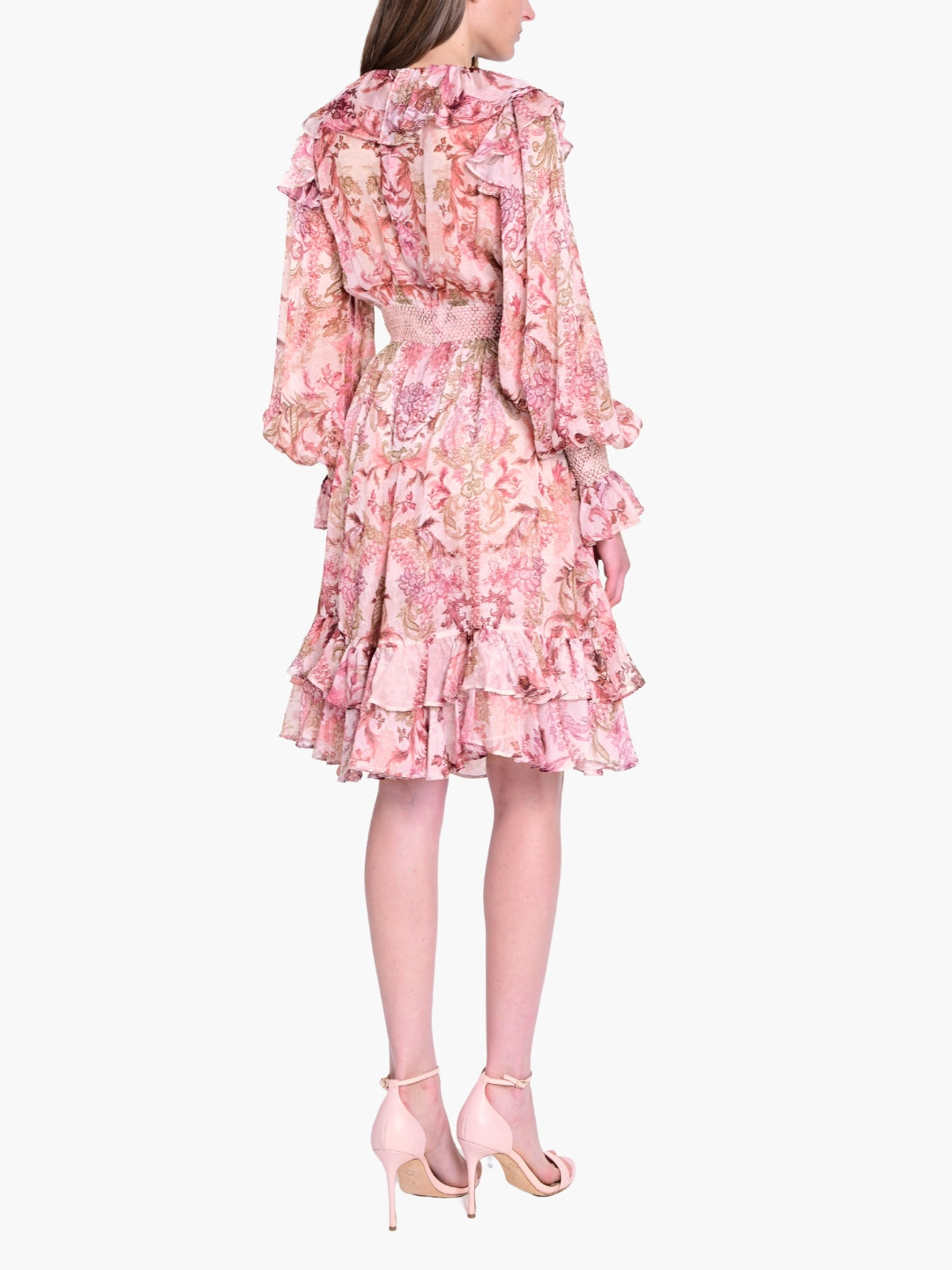 Reverie Bell Sleeve Ruffle Mini Dress | Blush Multi